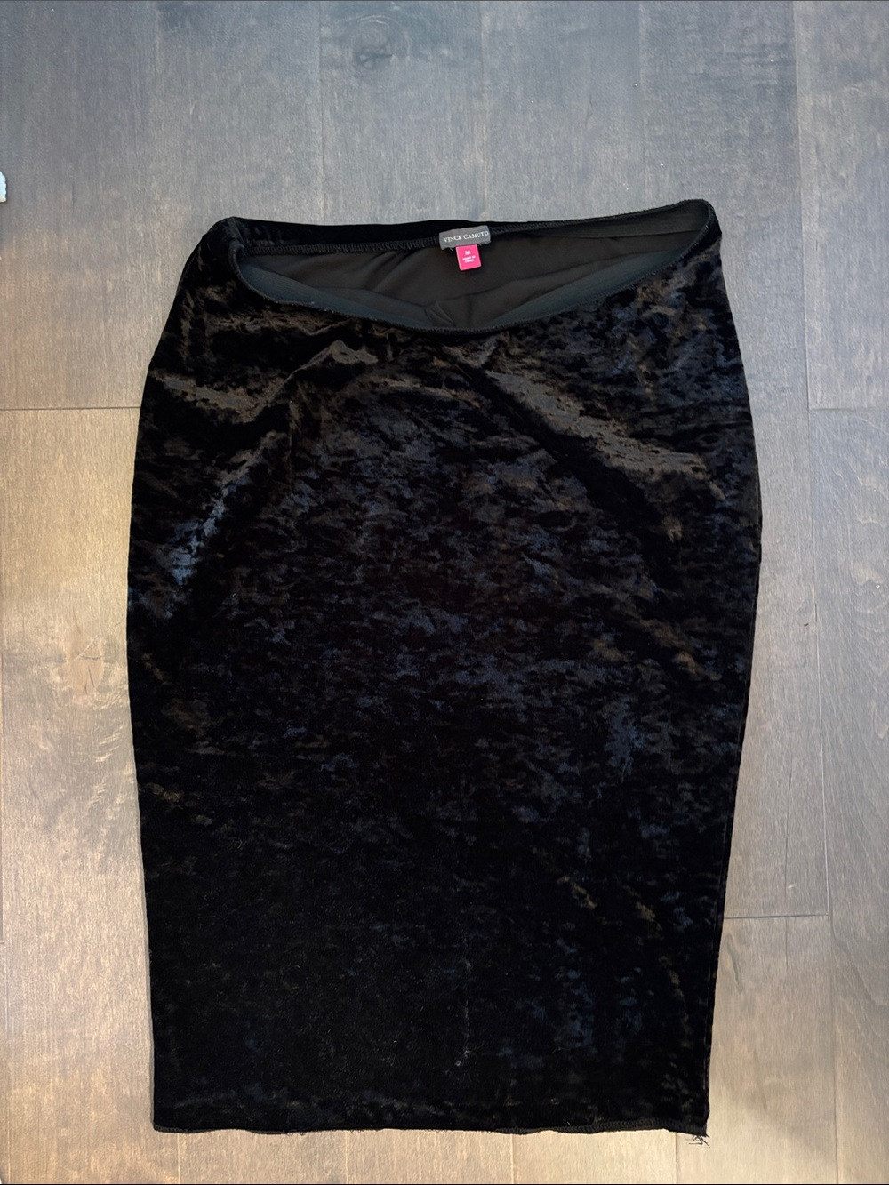 Vince Camuto Black Crushed Velvet Pencil Skirt